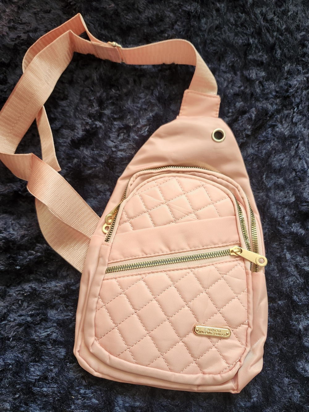 Quilted Crossbody Sling Bag in Blush Pink
